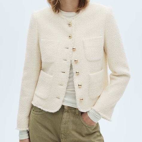 Mango Ecru Tweed Jacket