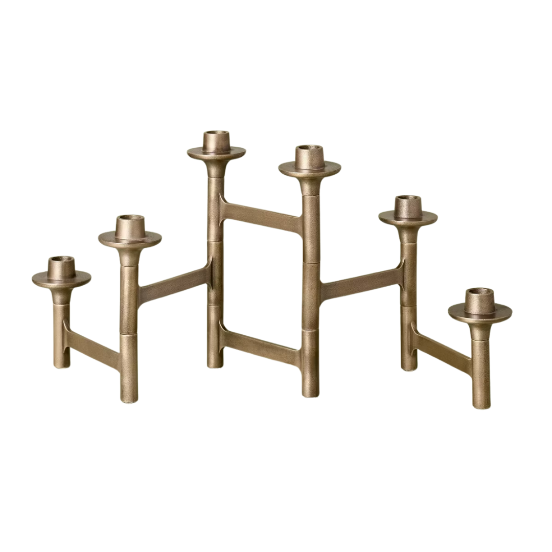 6ct Taper Adjustable Brass Candelabra - Hearth &amp;amp; Hand&amp;trade; With Magnolia