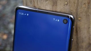 The Samsung Galaxy S10 with its punch-hole camera