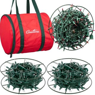 Red and green Christmas tree light storage bag