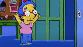 Screenshot of Milhouse standing in water in The Simpsons