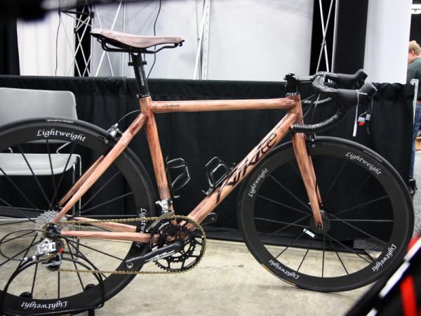 KirkLee says this mahogany-look carbon bike - painted by Darin Wheeler of 2 Wheeler Customs - was actually included in a collection of "alternative material bikes" on someone's blog.