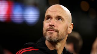 Manchester United manager Erik ten Hag looks on before an exhibition football match against Melbourne Victory in Melbourne on July 15, 2022.