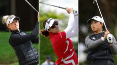 Images of Nelly Korda, Hannah Green and Ruoning Yin side by side