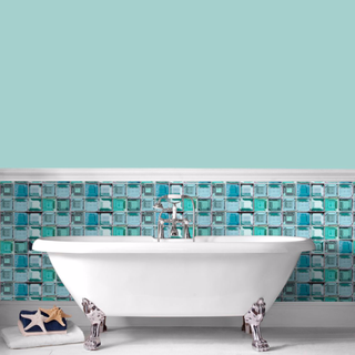 B&Q Contour Blue Glass Brick Bathroom Wallpaper