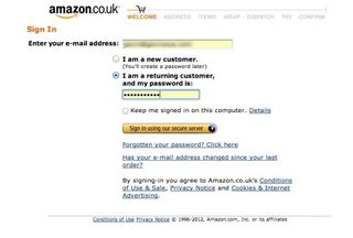 Amazon use the words “Sign in using our secure server” to promot security