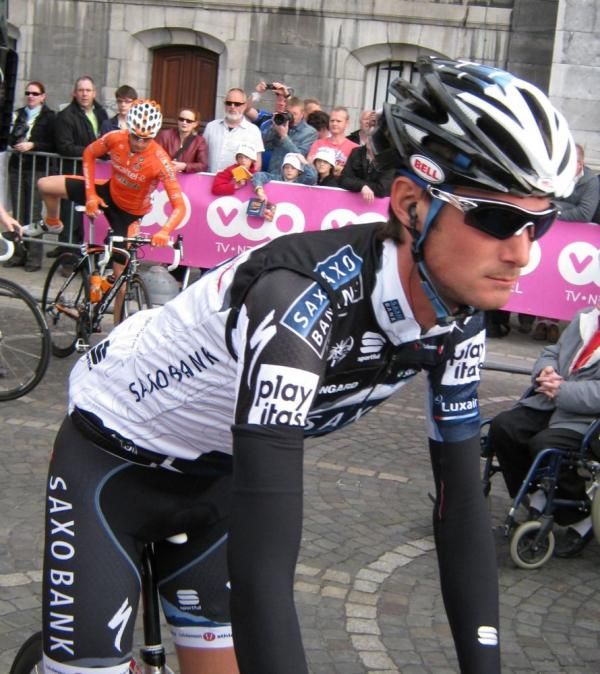 Frank Schleck (Saxo Bank) gets ready to race