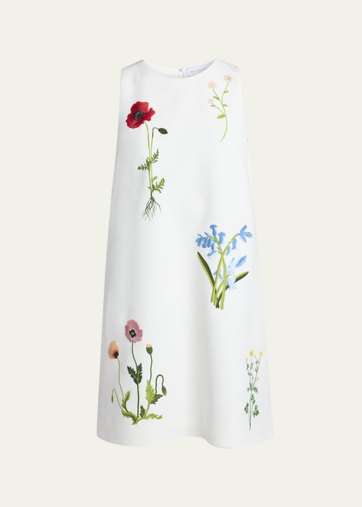 Floral Embroidered Sleeveless Mini Shift Dress