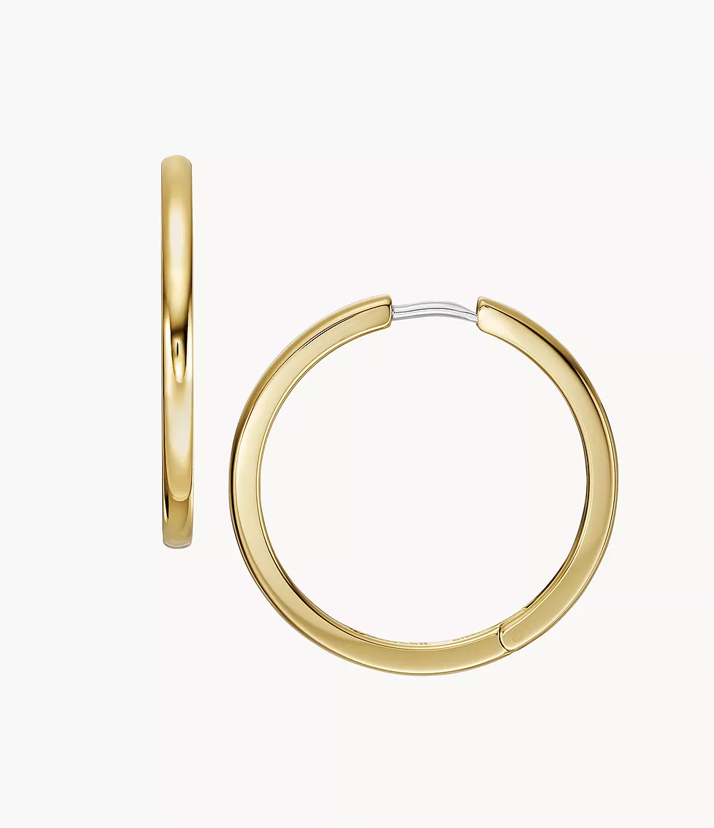Fossil, Ellis Essentials Gold-Tone Stainless Steel Hoop Earrings