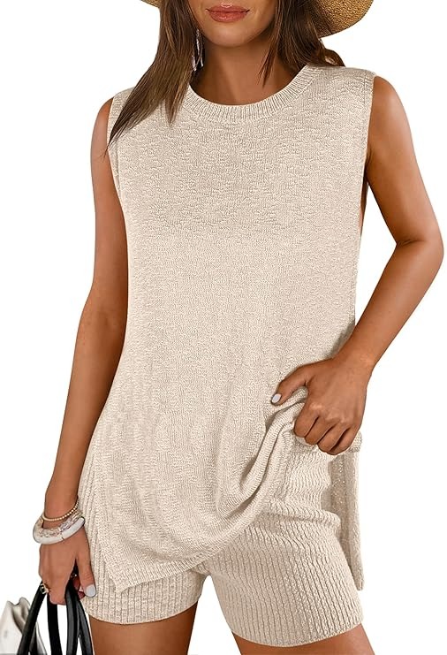 ANRABESS, Sleeveless Knit Sweater Set