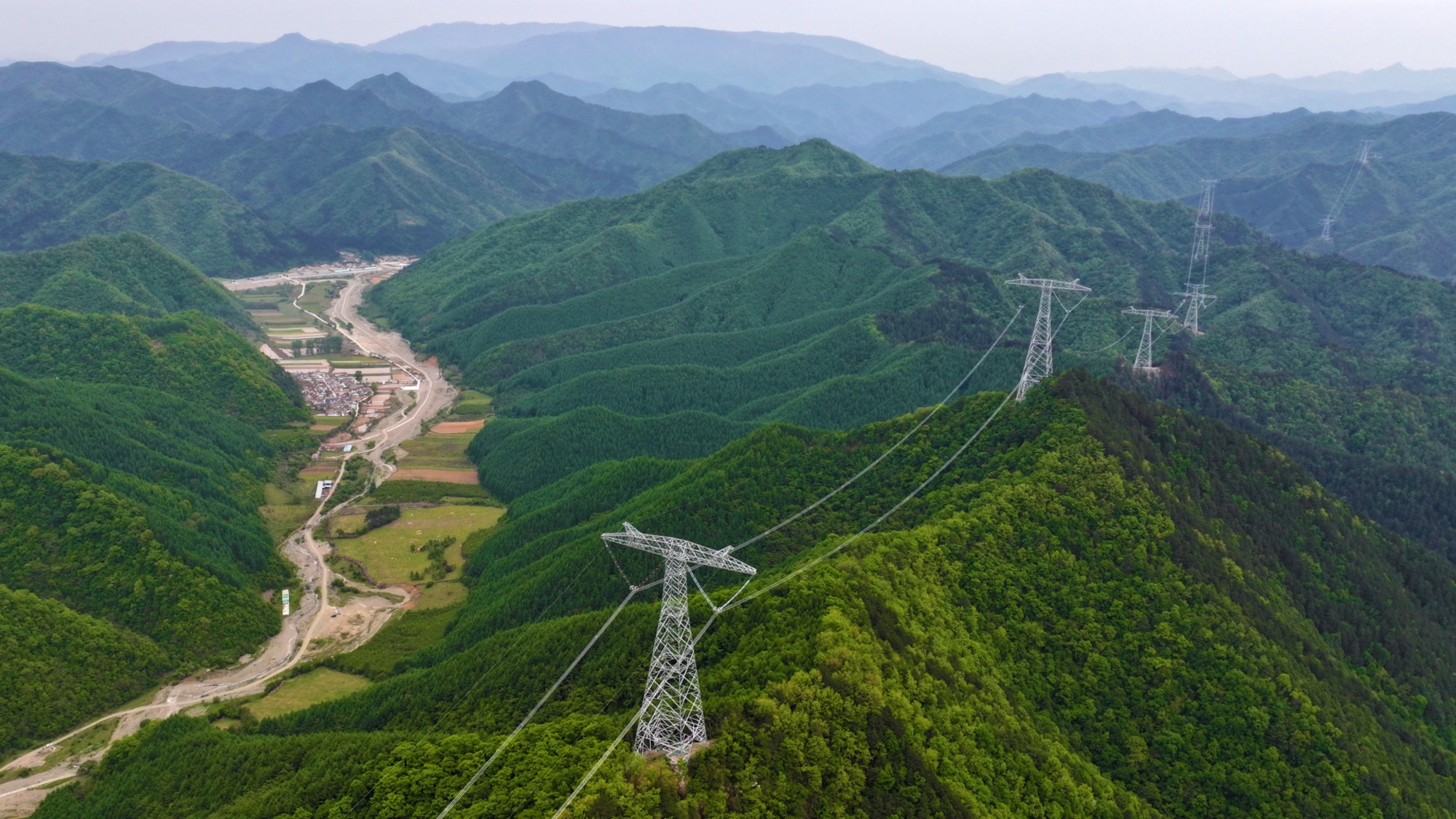 An aerial view of the region surrounding Tianshui City, Gansu Province, China 