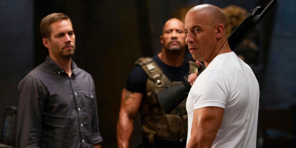 Vin Diesel, Paul Walker and Dwayne Johnson in Fast and Furious 6