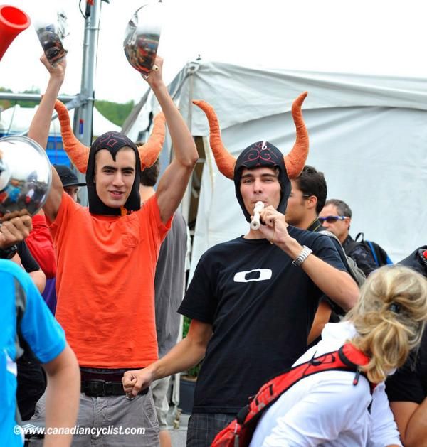 Fans at the junior men's cross country race