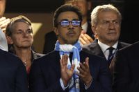 The Manchester City owner Abu Dhabi royal Sheikh Mansour bin Zayed Al Nahyan applauds his team onto the pitch before the UEFA Champions League Final between Manchester City and Inter Milan at the Ataturk Olympic Stadium on June 10th 2023 in Istanbul, Turkey (Photo by Tom Jenkins/Getty Images)