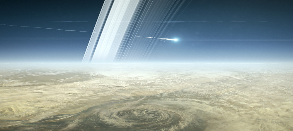 Cassini diving to Saturn art