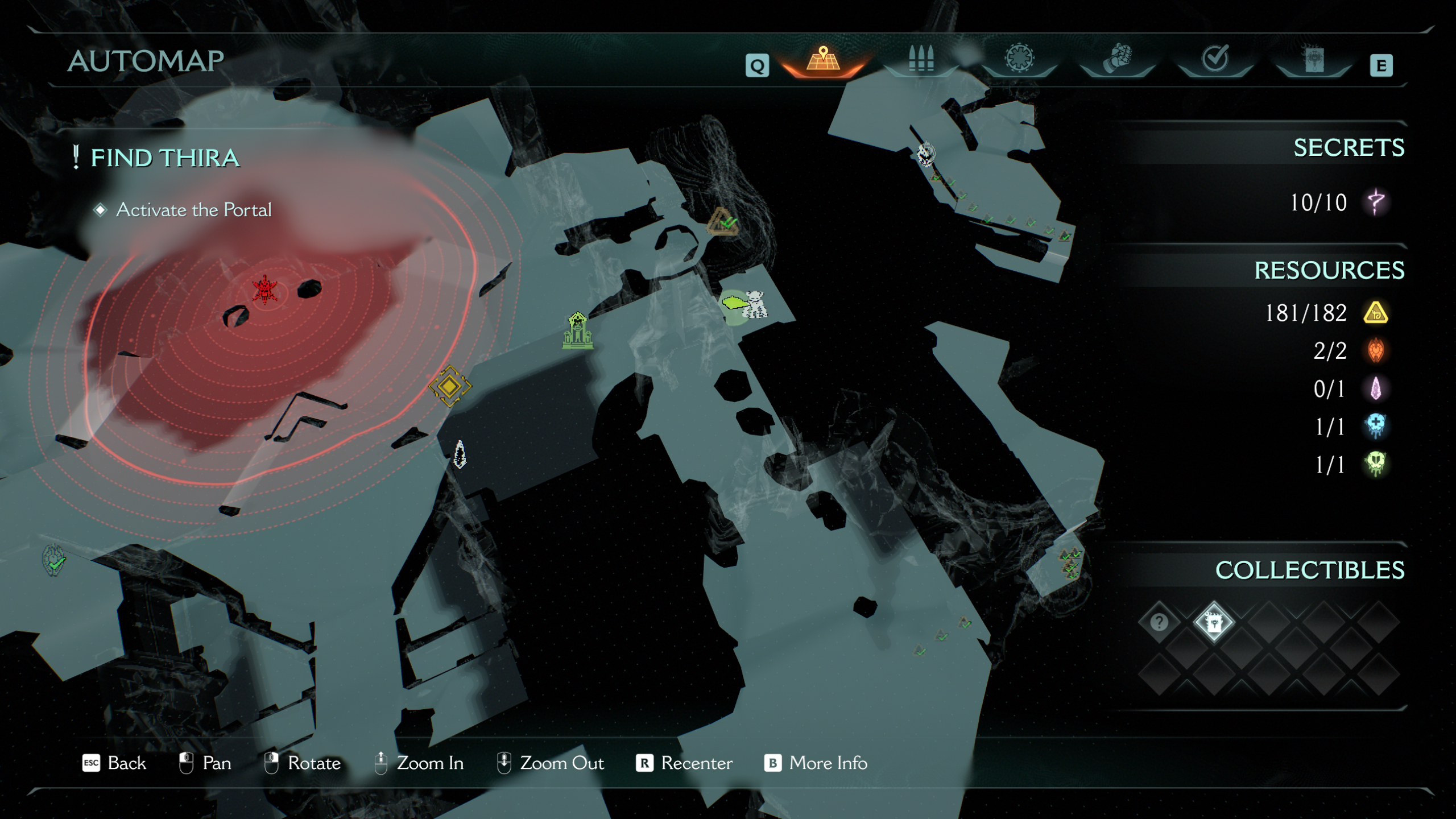 Doom: The Dark Ages Chapter 15 secrets collectibles City of Ry'uul - A map showing the location of the final collectible, a toy, near a large combat encounter.