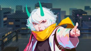 Possessor(s) screenshot of white haired girl Luca with green horns