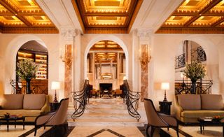 Hotel Eden lobby with gold interior