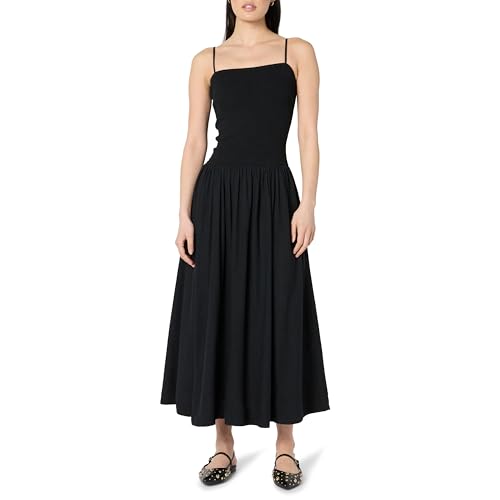 The Drop Women&amp;rsquo;s Florencia Smocked Bodice Linen Maxi Dress, Black, L