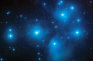 The Pleiades star cluster as seen by the second Palomar Observatory Sky Survey.