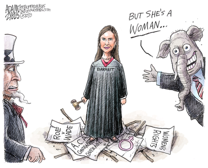 Political Cartoon U.S. SCOTUS GOP Amy Coney Barrett&nbsp;