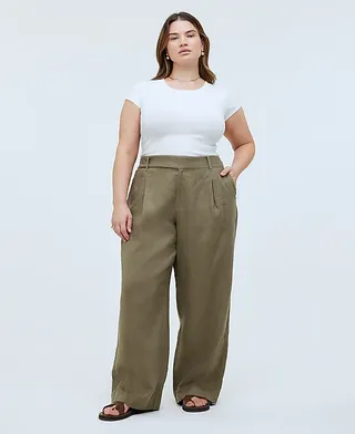 Madewell, Plus Harlow Hose mit weitem Bein aus 100 % Leinen