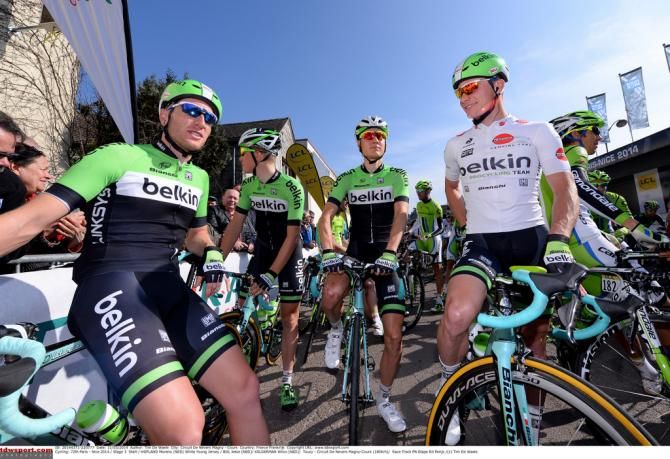 Belkin riders prior to the start of Stge 3