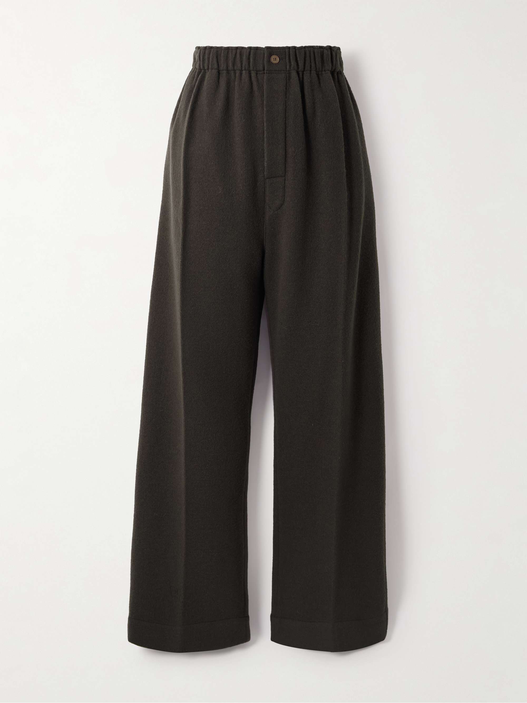 Wool-Felt Wide-Leg Pants
