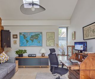 home office with sofa