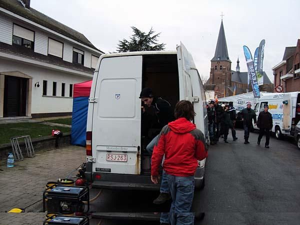 The all-important warming van.