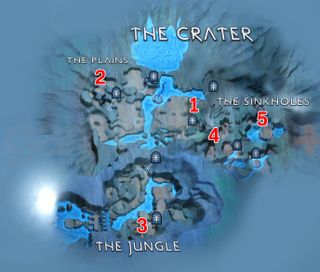 map of God of War Ragnarok runic Nornir chests in the Vanaheim crater area