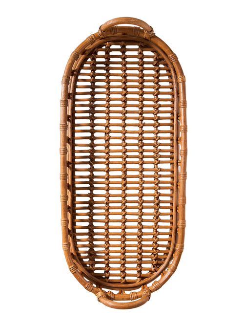 Handwoven Rattan Basket Handle Tray