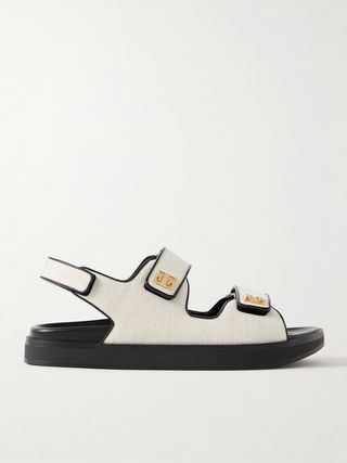 4g Logo-Embellished Leather-Trimmed Canvas Sandals