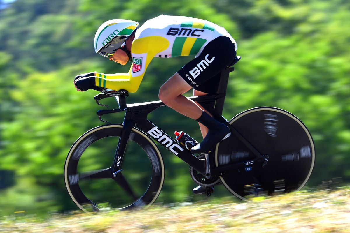 Rohan Dennis (BMC) speeds to the time trial victory