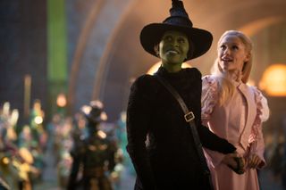 Cynthia Erivo as Elphaba and Ariana Grande as Glinda, in 'Wicked Part One'