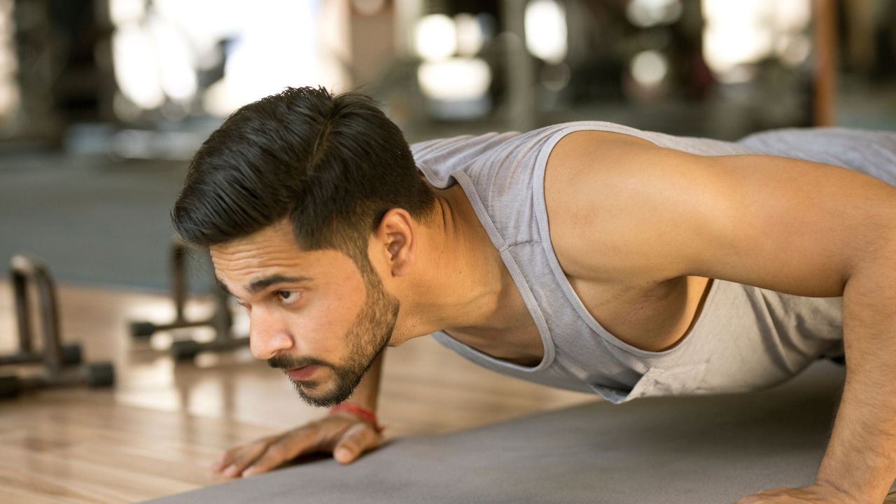 Man performing push ups