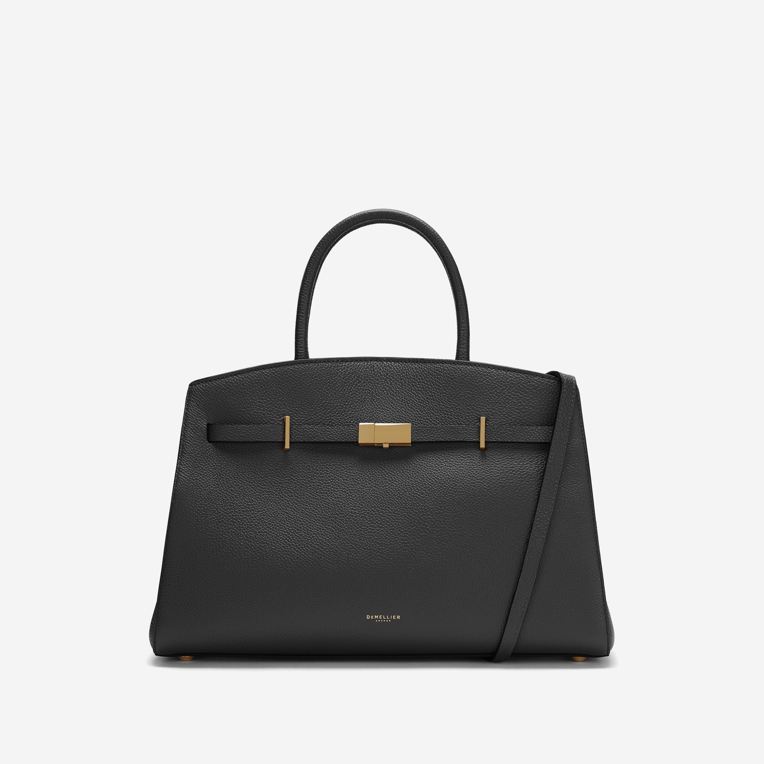 The Midi Hudson | Black Small Grain | Demellier