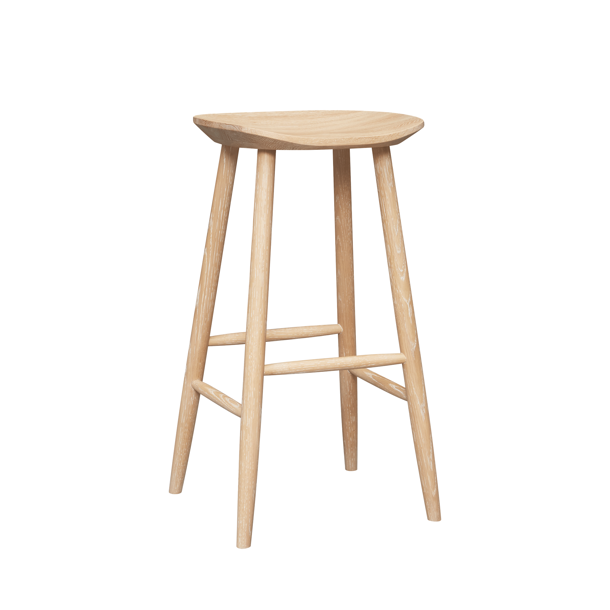The Cotswold Company Inglesham Whitewash Oak Backless Bar Stool against a white background