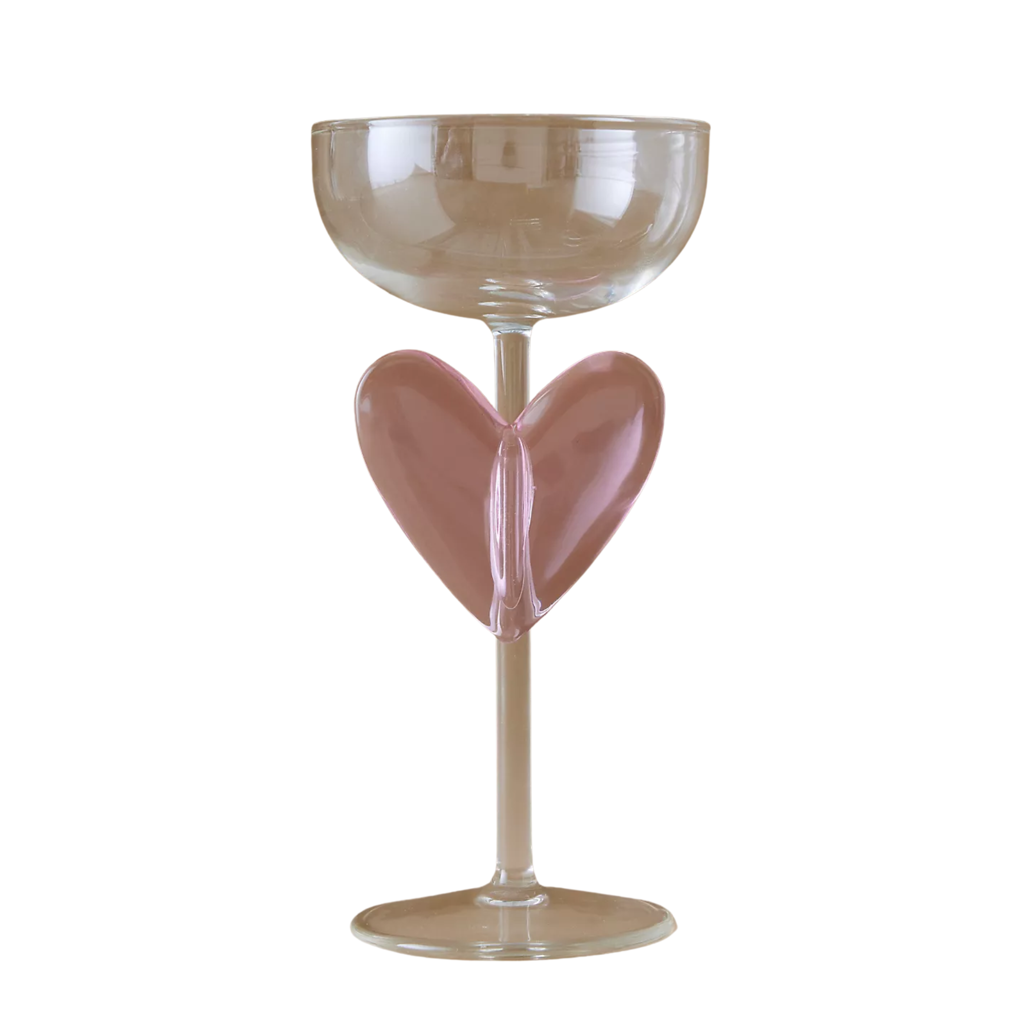 a cocktail glass with a heart on the stem