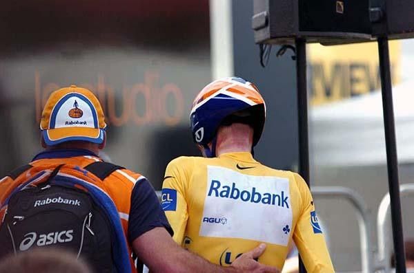 Rasmussen exhausted after the race.