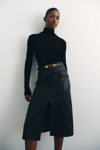 H&M Coated Pencil Skirt