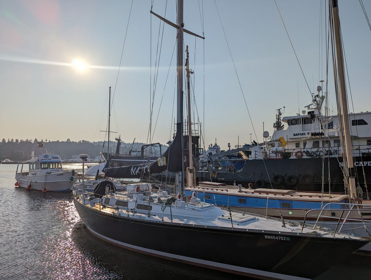 Pixel 7 wide shot of boats on a harbor