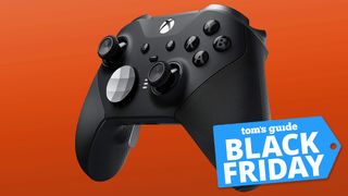 xbox elite series 2 controller on an orange background with black friday tag