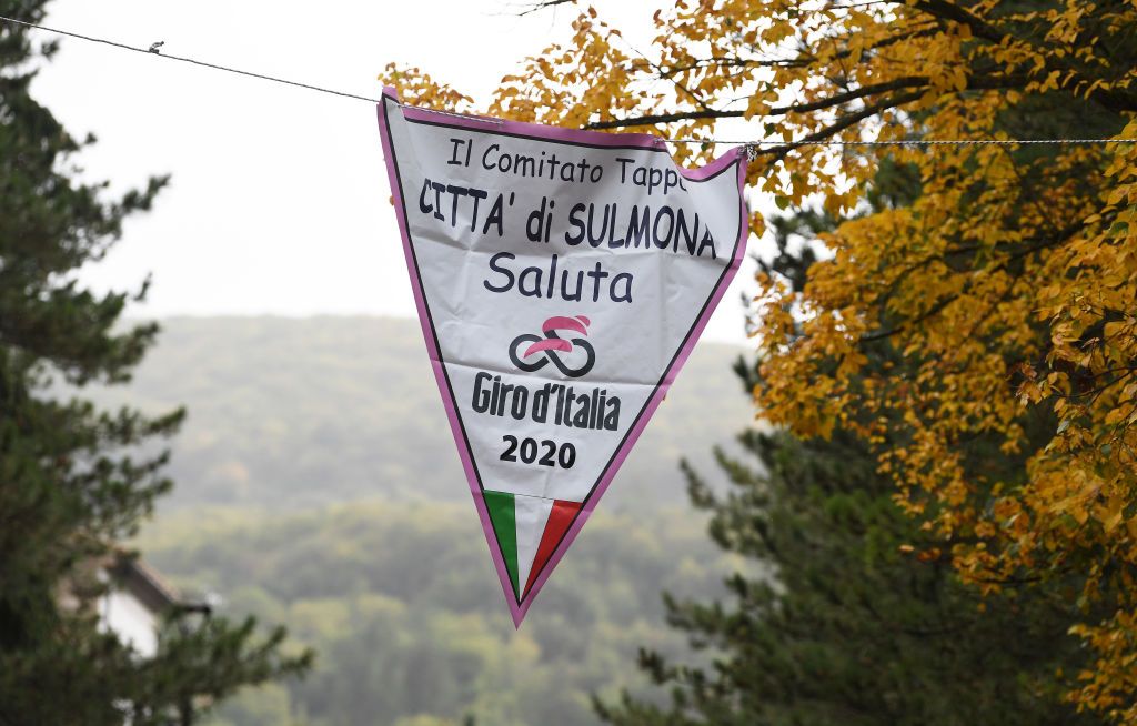 ROCCARASO ITALY OCTOBER 11 Sulmona Village Fans Public Detail view during the 103rd Giro dItalia 2020 Stage 9 a 207km stage from San Salvo to Roccaraso Aremogna 1658m girodiitalia Giro on October 11 2020 in Roccaraso Italy Photo by Tim de WaeleGetty Images