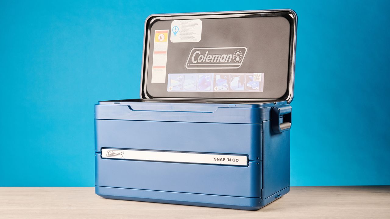 the coleman snap 'n go collapsible cooler photographed with the blue tom's guide background