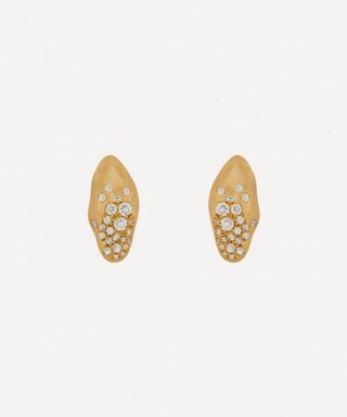 18ct Gold Baby Malak Flourish Ice Mini Marquise Stud Earrings