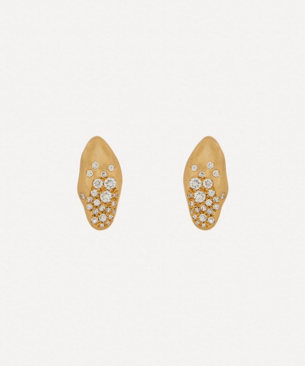 18ct Gold Baby Malak Flourish Ice Mini Marquise Stud Earrings