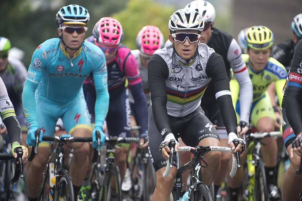 Michal Kwiatkowski in the safety of the peloton