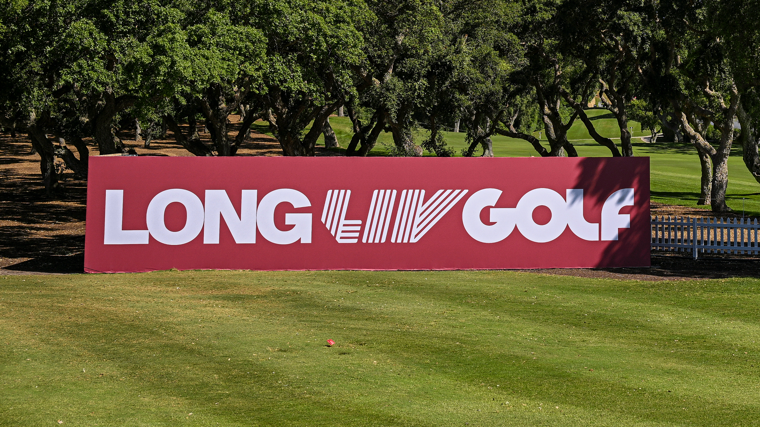A billboard which reads 'Long LIV Golf' at the circuit's event at Valderrama in 2026