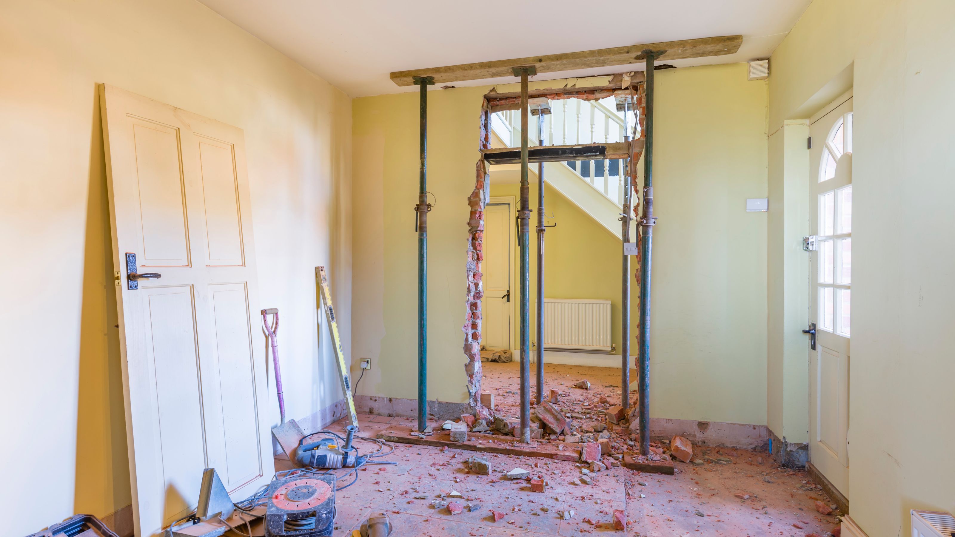 Knocking down walls during a renovation project